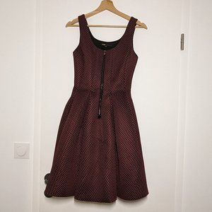 👗 Maje Dress - Burgundy Red and Black - Size 1 - Sophisticated Patterns